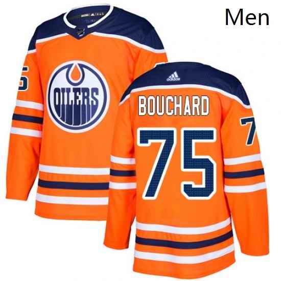 Mens Adidas Edmonton Oilers 75 Evan Bouchard Authentic Orange Home NHL Jersey